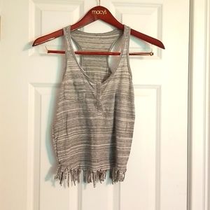 A.N.A Fringe Bottom Tank, Size S, Gray Stripes